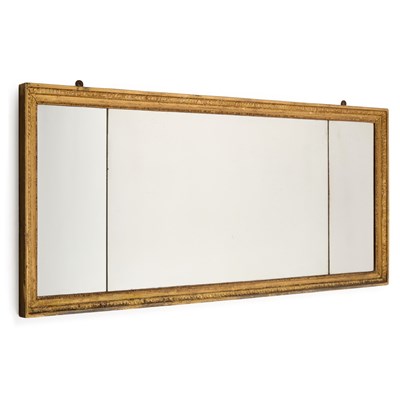 Lot 1261 - A REGENCY GILTWOOD AND COMPOSITION OVERMANTEL MIRROR