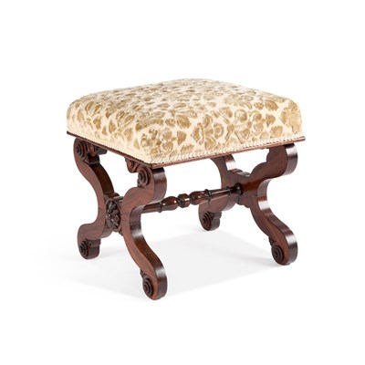 Lot 1218 - A WILLIAM IV ROSEWOOD X-FORM STOOL