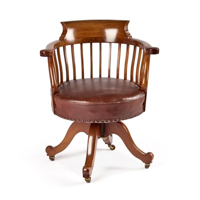 Lot 1198 - A LATE VICTORIAN MAHOGANY REVOLVING DESK CHAIR