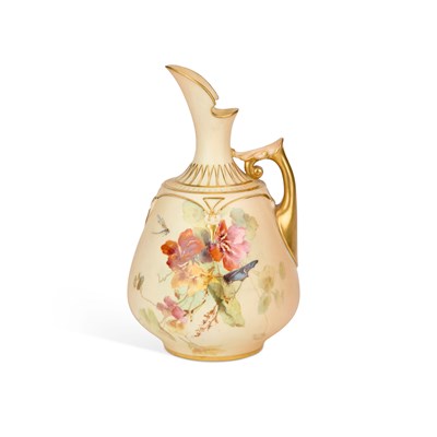 Lot 281 - A ROYAL WORCESTER BLUSH IVORY JUG