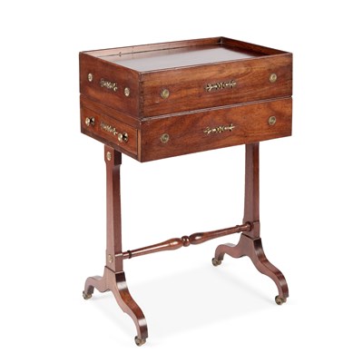 Lot 1071 - A RARE REGENCY MAHOGANY SLIPPER-MAKER'S WORK TABLE