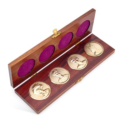 Lot 357 - A SET OF FOUR ELIZABETH II SILVER JUBILEE MEDALLIONS