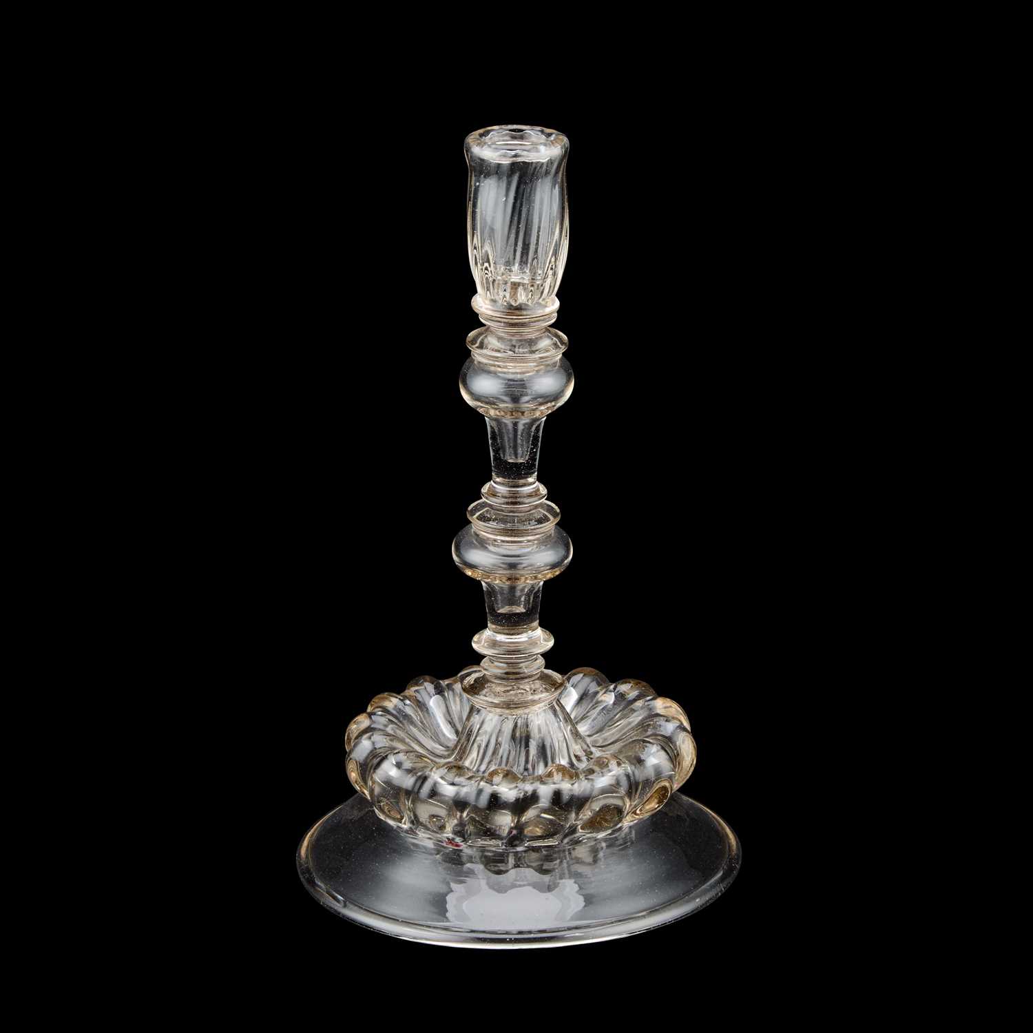 Lot 48 - A MOULDED STEM CANDLESTICK