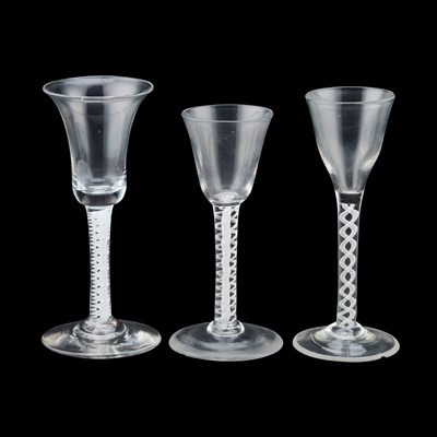 Lot 90 - THREE OPAQUE TWIST WINE GLASSES