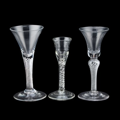 Lot 86 - THREE AIR TWIST WINE GLASSES