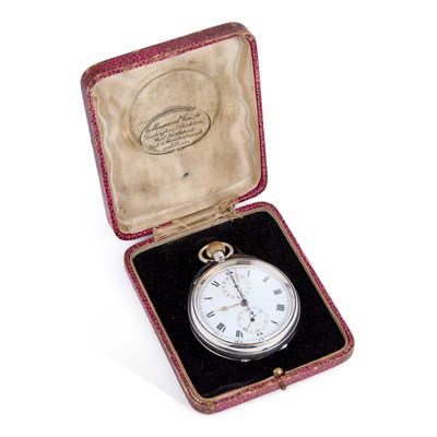 Lot 617 - A SILVER SPLIT SECONDS CHRONOGRAPH POCKET WATCH