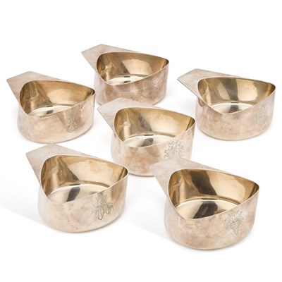 Lot 299 - A SET OF SIX MODERNIST SILVER BOWLS
