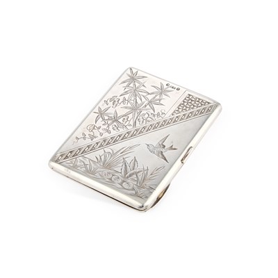 Lot 402 - A VICTORIAN AESTHETIC SILVER CARD CASE