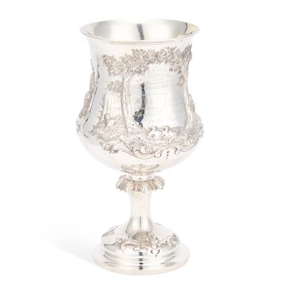 Lot 418 - A LARGE VICTORIAN SILVER TROPHY CUP