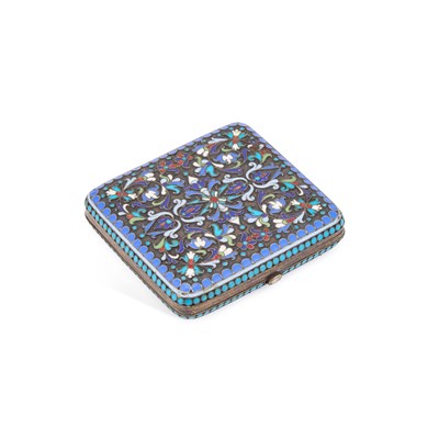 Lot 276 - A 19TH CENTURY RUSSIAN SILVER AND ENAMEL CIGARETTE CASE