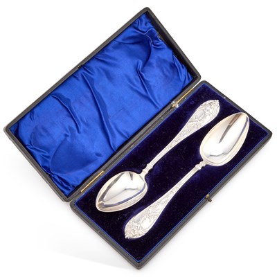 Lot 316 - A PAIR OF EARLY 20TH CENTURY SILVER TABLESPOONS