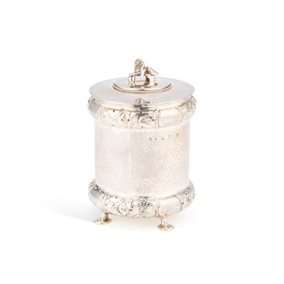 Lot 330 - A. E. JONES, AN ARTS AND CRAFTS SILVER TEA CADDY