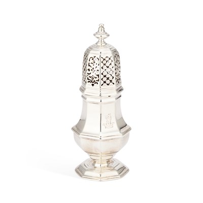 Lot 449 - A GEORGE II SILVER CASTER