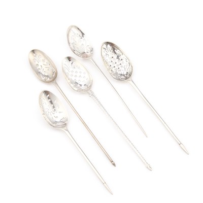 Lot 451 - A COLLECTION 18TH CENTURY SILVER MOTE SPOONS