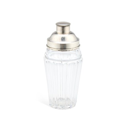Lot 365 - AN ART DECO GERMAN SILVER-MOUNTED CUT-GLASS COCKTAIL SHAKER