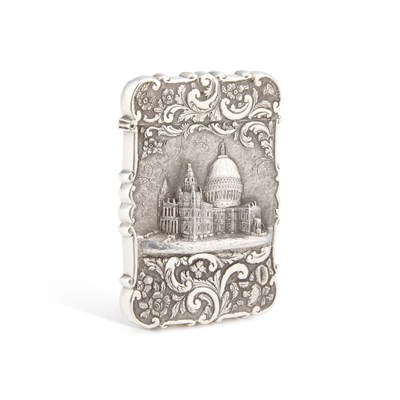 Lot 399 - A VICTORIAN SILVER CASTLE-TOP CARD CASE