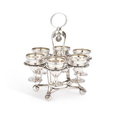 Lot 268 - A CHINESE EXPORT SILVER EGG CRUET