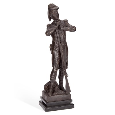Lot 847 - A BRONZED FIGURE OF A GRENADIER