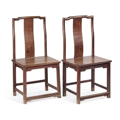 Lot 1023 - A PAIR OF CHINESE HARDWOOD SIDE CHAIRS