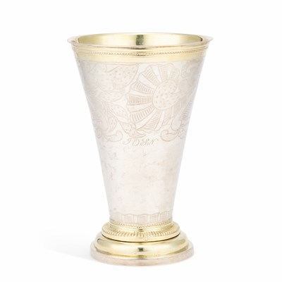 Lot 283 - AN OVERSIZED EARLY 19TH CENTURY SWEDISH PARCEL-GILT SILVER BEAKER