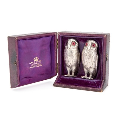Lot 397 - A PAIR OF VICTORIAN SILVER NOVELTY PEPPER POTS
