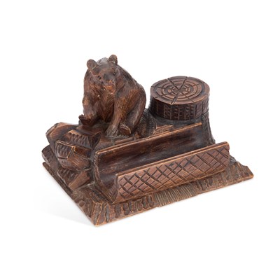Lot 1090 - A BLACK FOREST INKSTAND