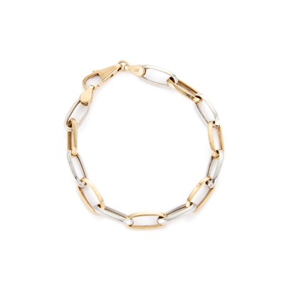 Lot 727 - A 9 CARAT BI-COLOUR GOLD BRACELET