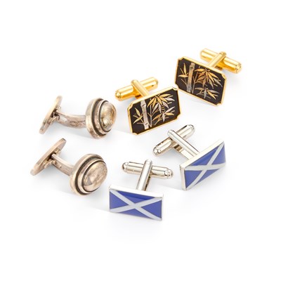 Lot 631 - HARALD NIELSEN FOR GEORG JENSEN , A PAIR OF DANISH SILVER CUFFLINKS
