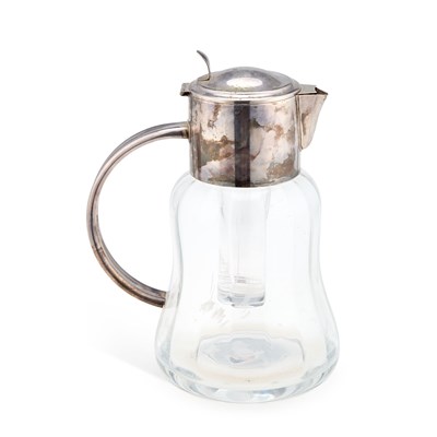 Lot 247 - A LARGE SILVER PLATE-MOUNTED GLASS LEMONADE JUG