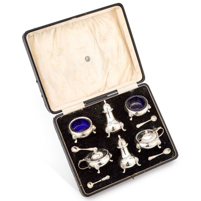 Lot 356 - A GOOD GEORGE VI SILVER CONDIMENT SET