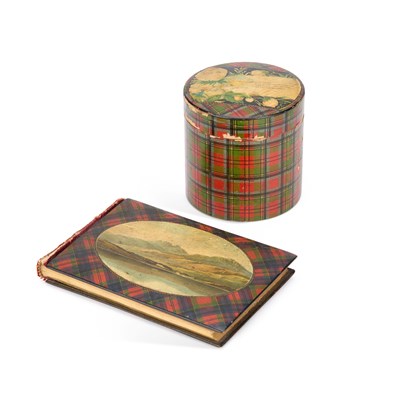 Lot 833 - A TARTANWARE BOOK AND BOX