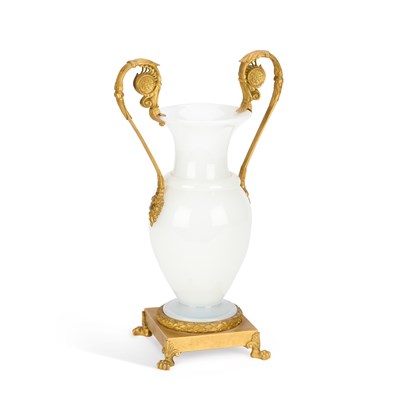 Lot 78 - A FRENCH ORMOLU MOUNTED GLASS VASE