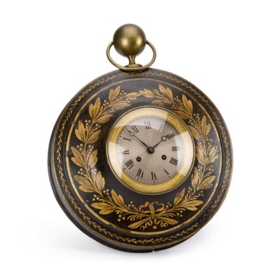 Lot 994 - A TOLE PAINTED WALL CLOCK