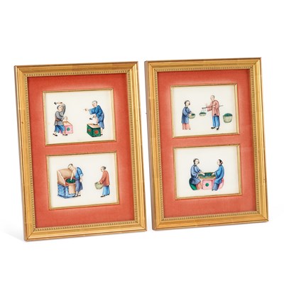 Lot 537 - TWO PAIRS OF CHINESE RICE PAPER PAINTINGS