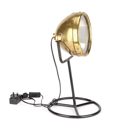Lot 949 - A 19TH CENTURY BRASS CAR HEADLIGHT, CONVERTED TO A TABLE LAMP