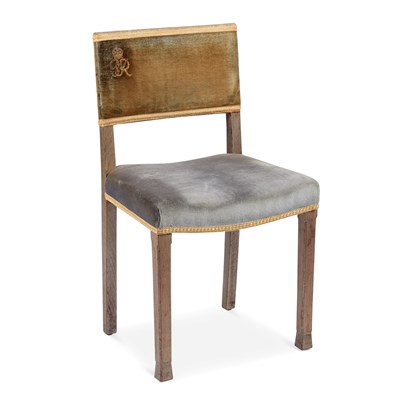 Lot 1047 - A GEORGE VI LIMED OAK CORONATION CHAIR