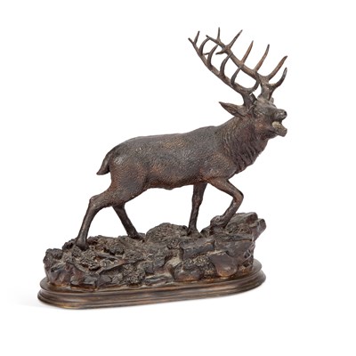 Lot 848 - CHRISTOPHER FRATIN (1801-1864), A FRENCH BRONZE STAG