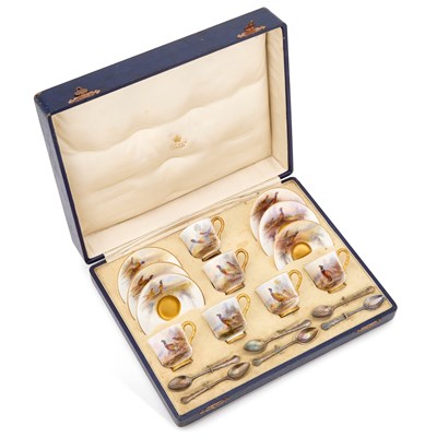 Lot 217 - A ROYAL WORCESTER PORCELAIN COFFEE SET