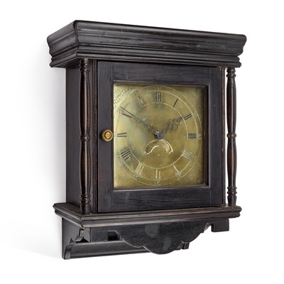 Lot 969 - AN EBONISED THIRTY-HOUR WALL CLOCK
