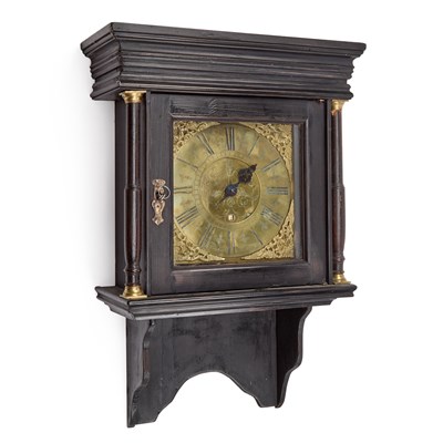 Lot 987 - AN OAK THIRTY-HOUR WALL CLOCK
