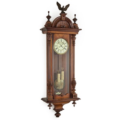 Lot 993 - A LATE 19TH CENTURY WALNUT VIENNA WALL CLOCK