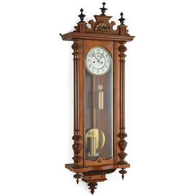 Lot 991 - A LATE 19TH CENTURY WALNUT VIENNA WALL CLOCK