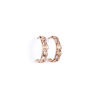 Lot 644 - A PAIR OF 9 CARAT BI-COLOUR GOLD TREE OF LIFE HOOP EARRINGS