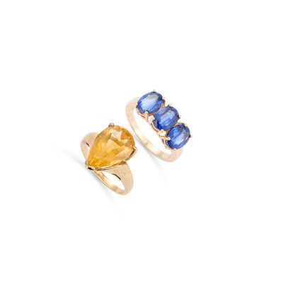 Lot 702 - TWO 9 CARAT GOLD GEM-SET RINGS