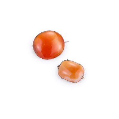 Lot 757 - TWO CARNELIAN BROOCHES
