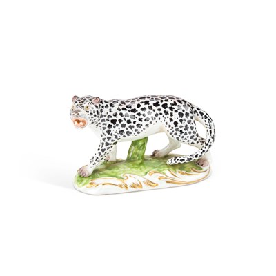 Lot 144 - A FRENCH PORCELAIN LEOPARD
