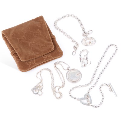Lot 659 - A GROUP OF SILVER GUCCI JEWELLERY
