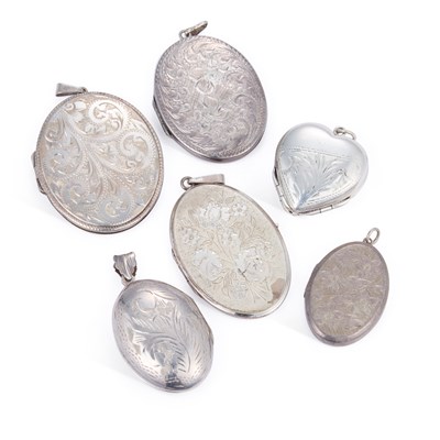 Lot 671 - A GROUP OF SILVER LOCKET PENDANTS