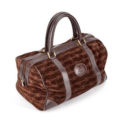 Lot 72 - A CELINE BROWN MONOGRAM SUEDE BAG