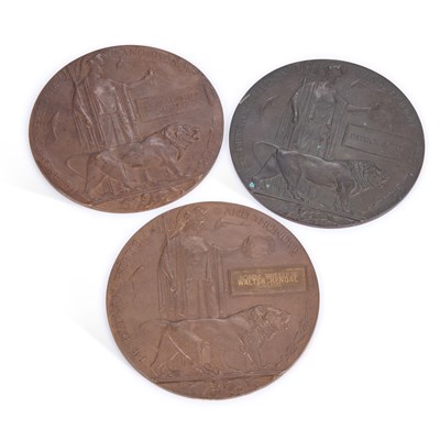 Lot 26 - THREE FIRST WORLD WAR DEATH PLAQUES